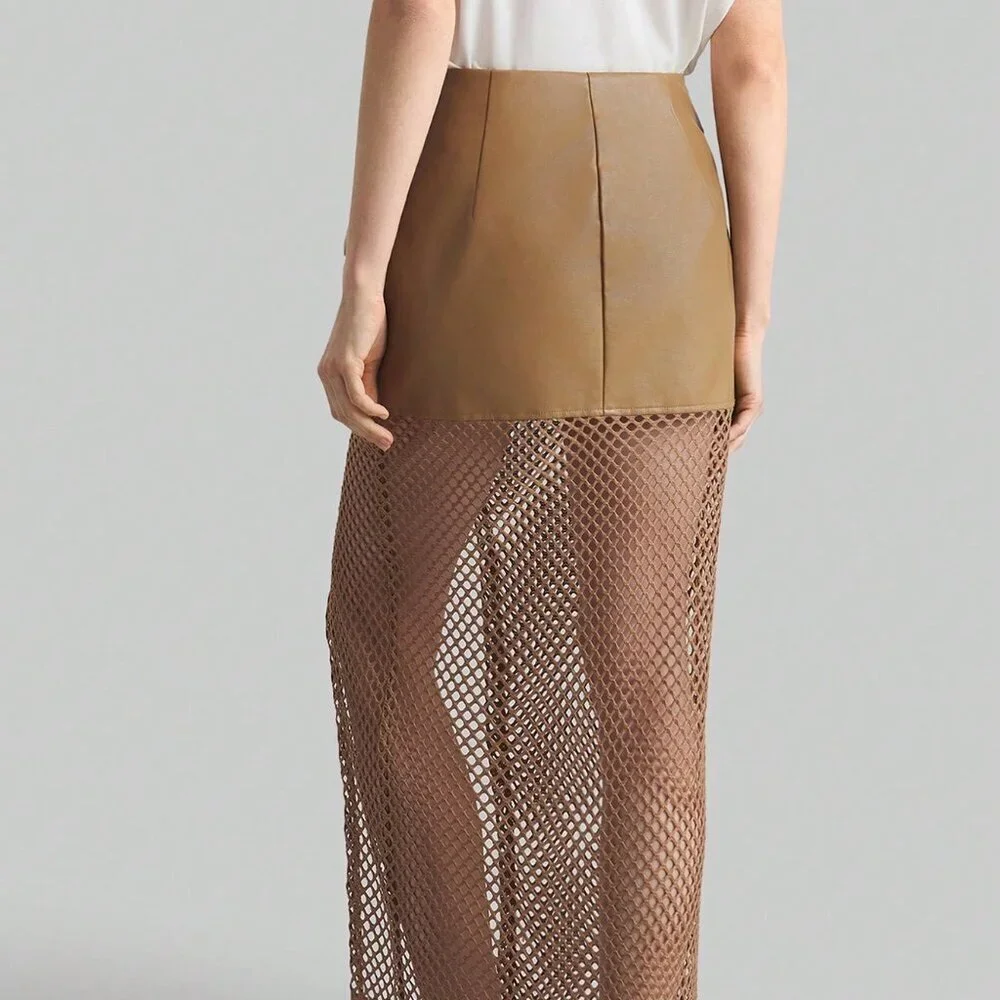 Khaki Bohemian Women's Patchwork Skirt